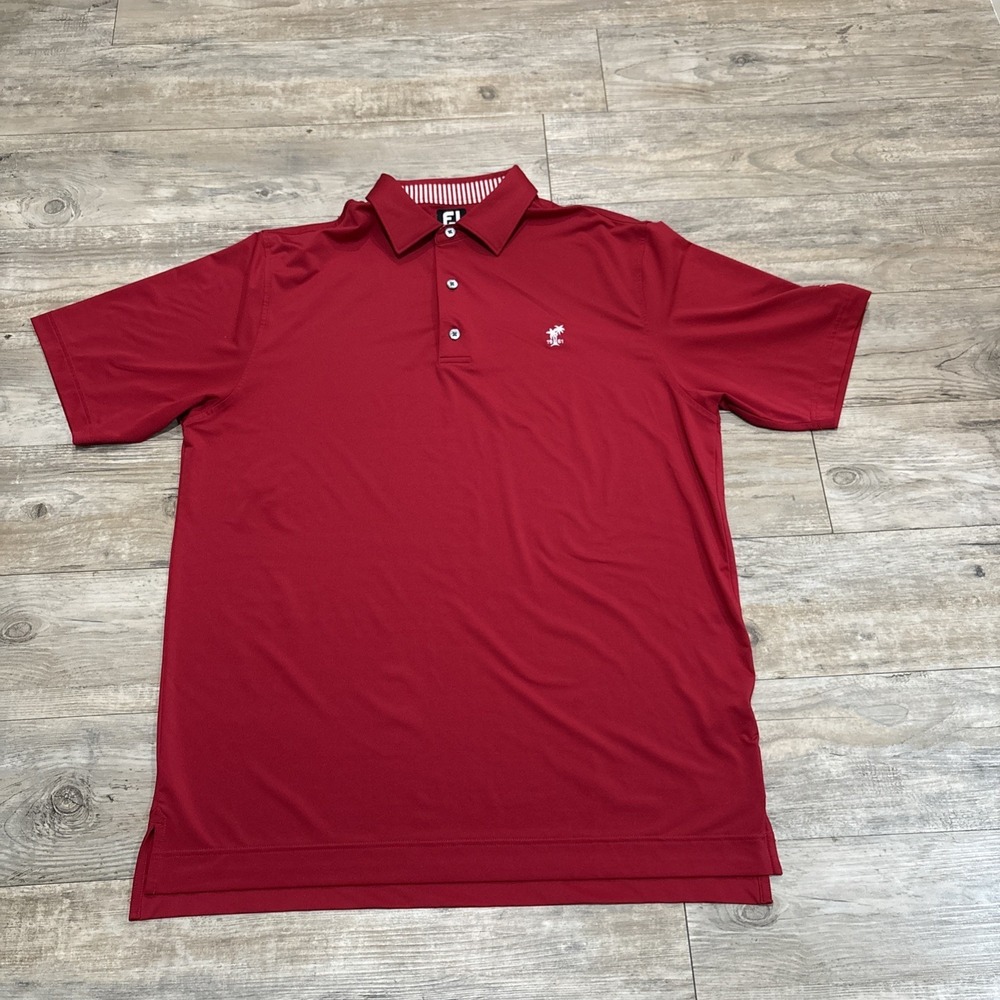 Foot Joy Men's Size Large Carrell‎ Cup Red Golf Polo Shirt